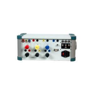 Three-phase reference meter rear panel and connection terminals Three-phase reference meter rear panel and connection terminals.